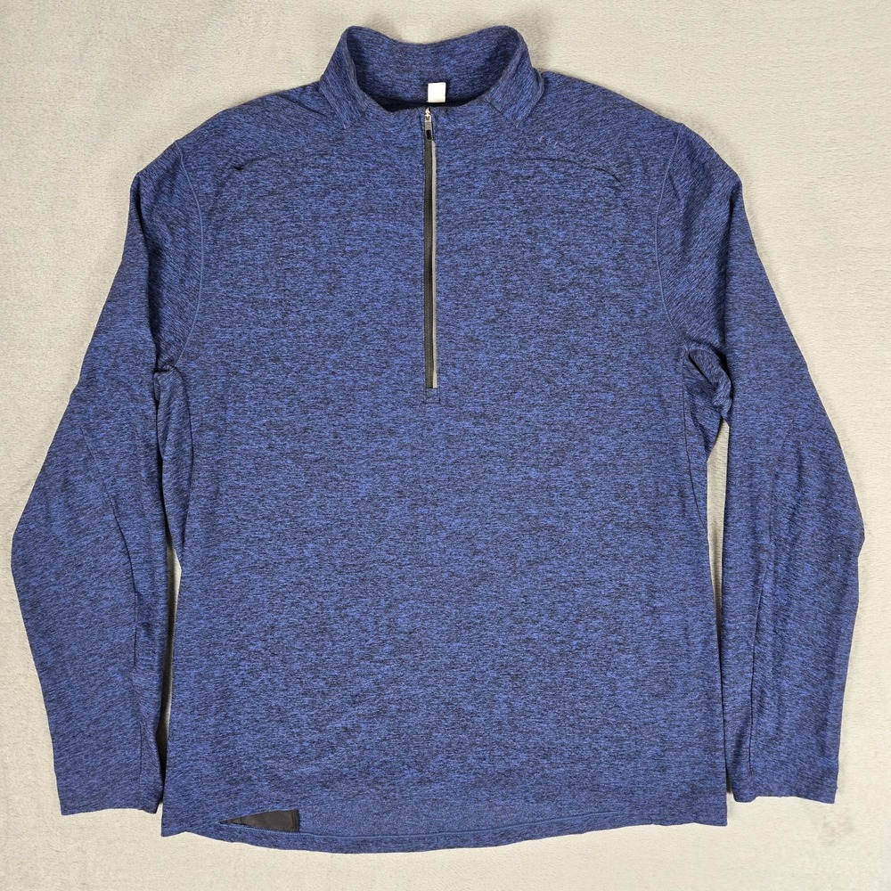 Lululemon Surge Warm 1/2 Zip Pullover Mens Large Reflective Golf Running Blue